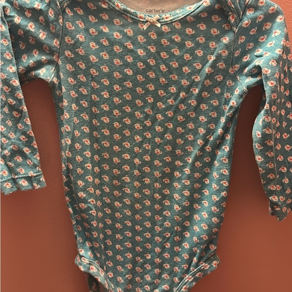 Carter's Blue Floral Long Sleeve Bodysuit - Picture 1 of 4